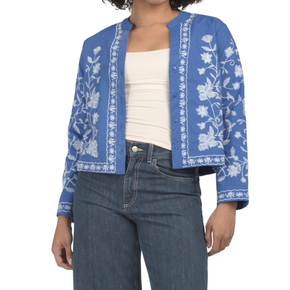 Women's Embroidered Cotton M Artsy Boho Summer Coastal Work Office Career Y2K‎ - Picture 4 of 11